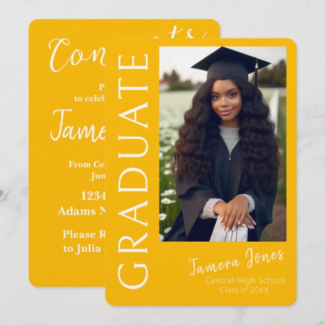 Invitación a graduación de fotografía moderna (Anverso / Reverso)