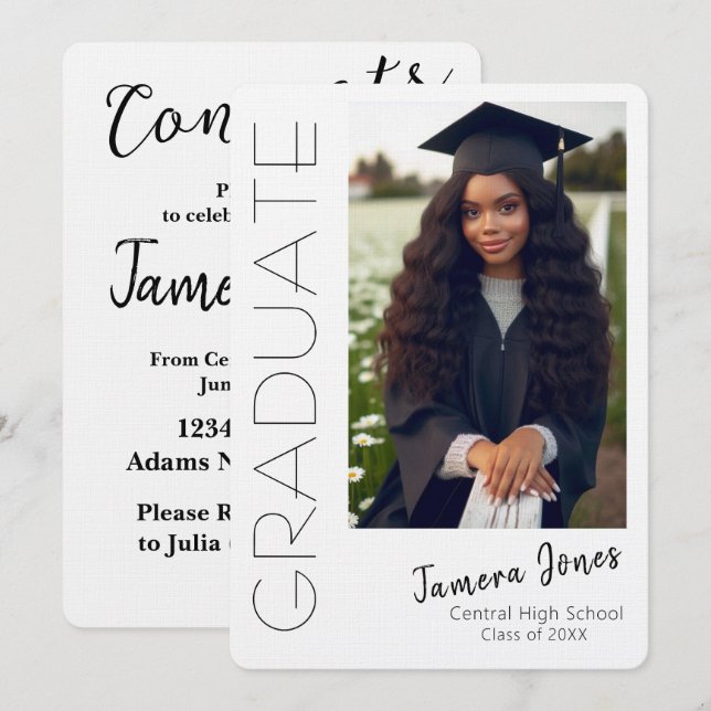 Invitación a graduación de fotografía moderna (Anverso / Reverso)