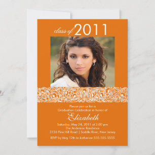 Invitación a graduación de fotografía Naranja y bl