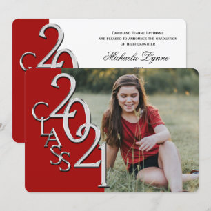 Invitación a graduación de fotografía Silver Red 2
