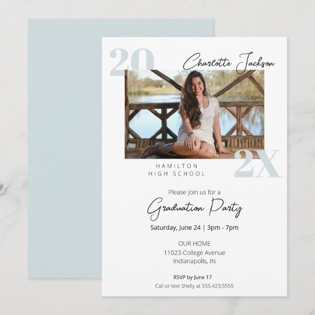 Invitación a graduación de fotografía simple y mod (Anverso / Reverso)