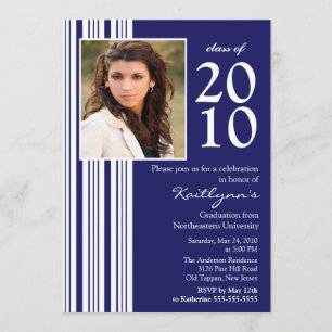 Invitación a graduación de fotografías azules y bl