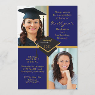 Invitación a graduación de fotografías DARK Blue &