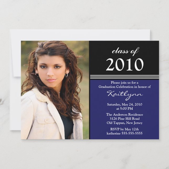 Invitación a graduación de fotografías en blanco,  (Anverso)