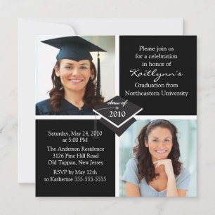 Invitación a graduación de fotografías en blanco y