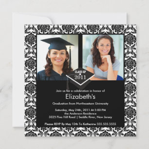 Invitación a graduación de fotografías en blanco y