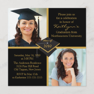 Invitación a graduación de fotografías en negro y 