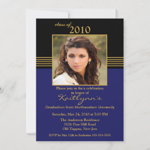 Invitación a graduación de fotografías en negro y 