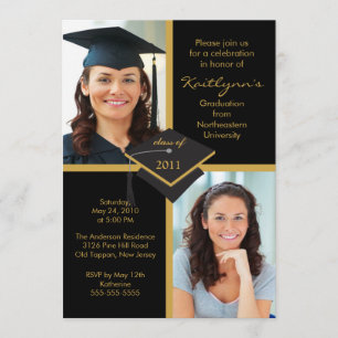 Invitación a graduación de fotografías en negro y 