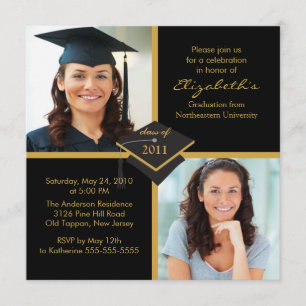 Invitación a graduación de fotografías en negro y 