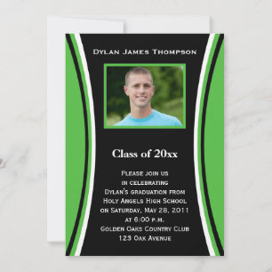 Invitación a graduación de fotografías en verde, n