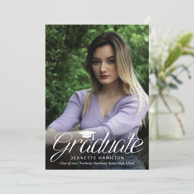 Invitación a graduación de fotografías frontales y (Anverso de pie)