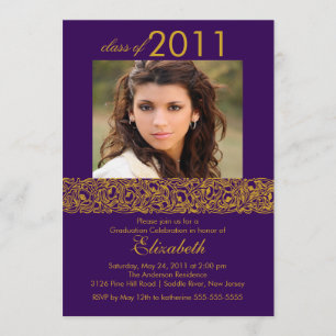 Invitación a graduación de fotografías Gold y Purp