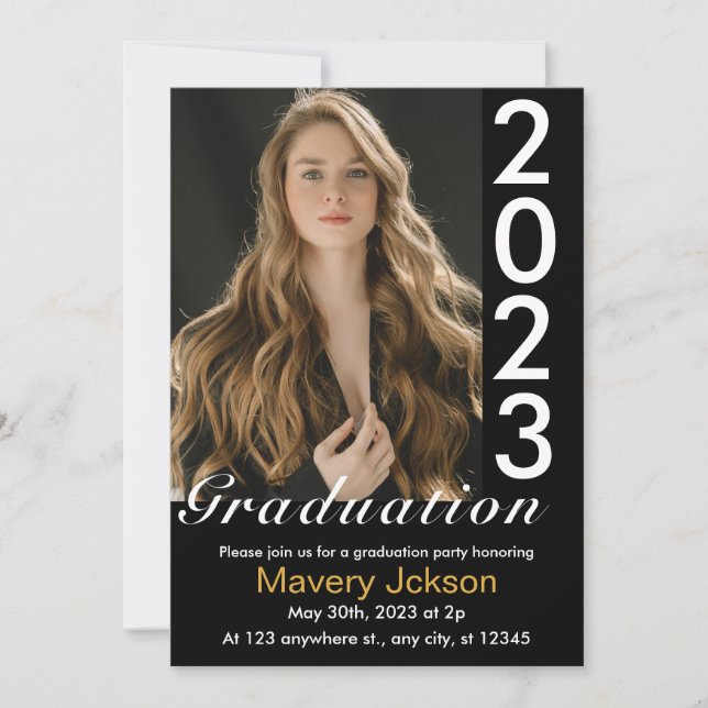 Invitación a graduación de fotografías modernas en (Anverso)