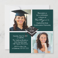 Invitación a graduación de fotografías verdes y bl