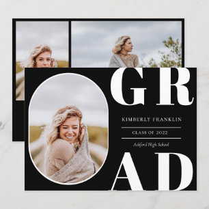 Invitación a graduación de fotograma de foto redon
