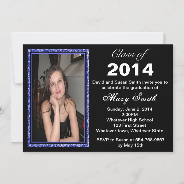 Invitación a graduación de fotograma de Purpurina  (Anverso)
