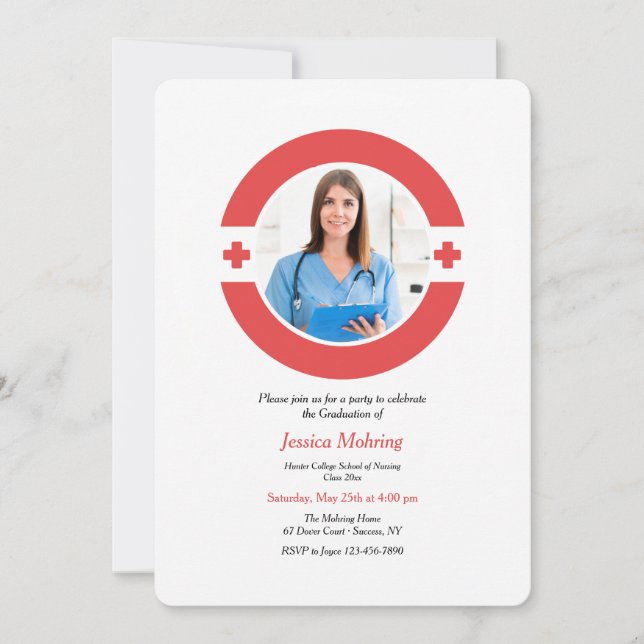 Invitación a graduación de fotograma médico (Anverso)