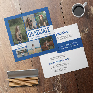 Invitación a graduación de fotos Blue & White 6