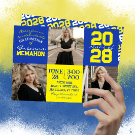 Invitación a graduación de fotos Blue & Yellow 3