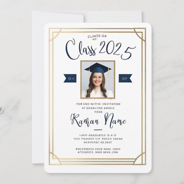 Invitación a graduación de fotos - Clase de elegán (Anverso)