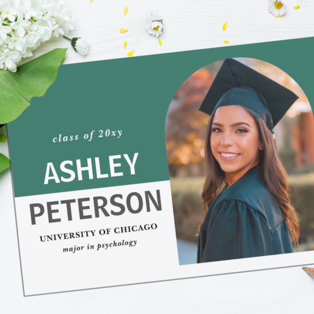 Invitación a graduación de fotos de arco Verde azu (Subido por el creador)