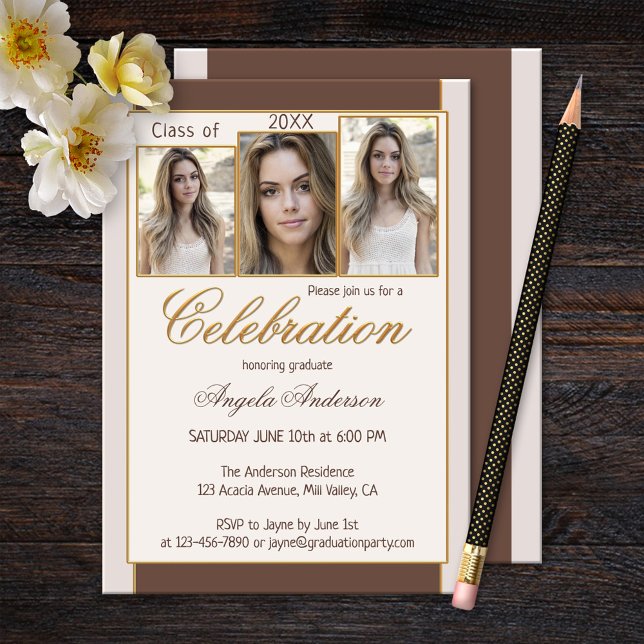 Invitación a graduación de fotos de crema de choco (Subido por el creador)
