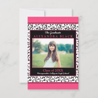 Invitación a graduación de fotos de Damasco floral