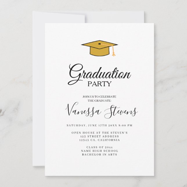 Invitación a graduación de fotos de escritura Casu (Anverso)