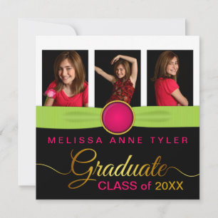 Invitación a graduación de fotos de falsas joyas y
