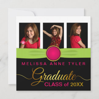 Invitación a graduación de fotos de falsas joyas y