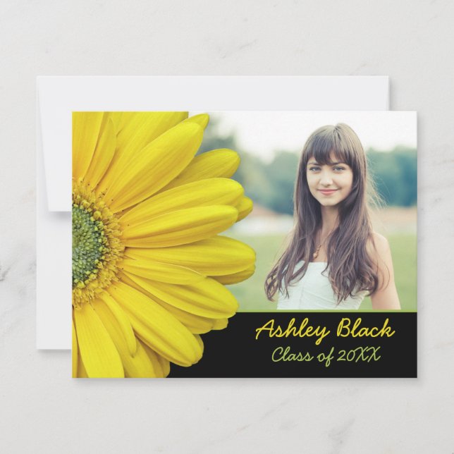 Invitación a graduación de fotos de flores de Gerb (Anverso)
