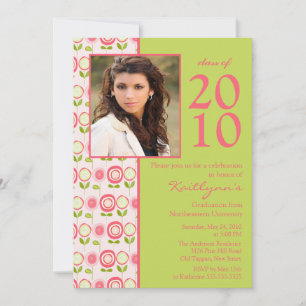Invitación a graduación de fotos de flores rosas d
