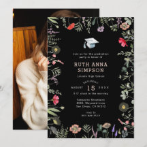 Invitación a graduación de fotos de flores silvest