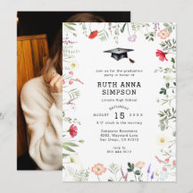 Invitación a graduación de fotos de flores silvest
