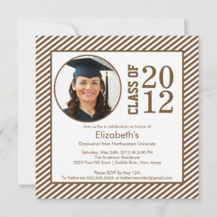 Invitación a graduación de fotos de franjas marron