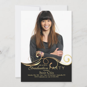 Invitación a graduación de fotos de Golden Floral