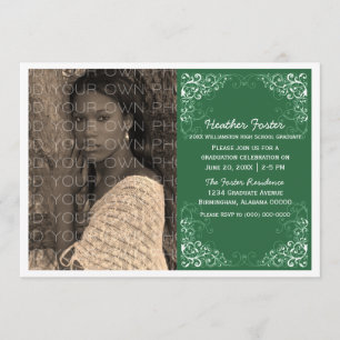 Invitación a graduación de fotos de Green Elegant 