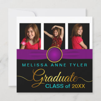 Invitación a graduación de fotos de jewel de cinta