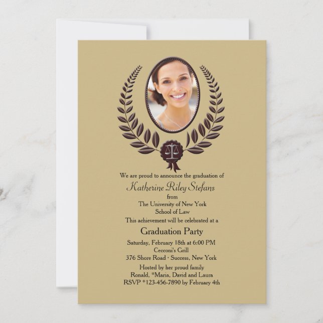 Invitación a graduación de fotos de Laurel Leaf (Anverso)