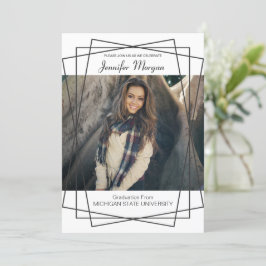 Invitación a graduación de fotos de marco negro mo