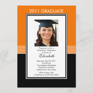 Invitación a graduación de fotos de moda en negro