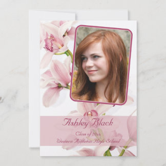 Invitación a graduación de fotos de orquídeas rosa