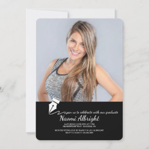Invitación a graduación de fotos de pluma y tinta