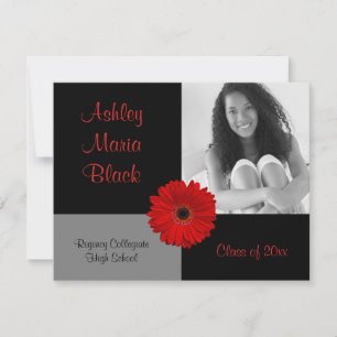 Invitación a graduación de fotos de Red Gerbera Da