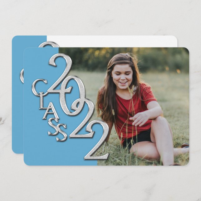 Invitación a graduación de fotos de Silver Light B (Anverso / Reverso)