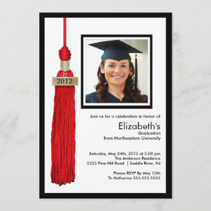 Invitación a graduación de fotos de tacel rojo y b