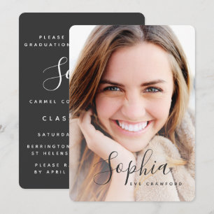 Invitación a graduación de fotos de texto de scrip