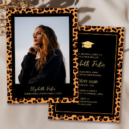 Invitación a graduación de fotos del patrón Leopar