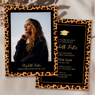 Invitación a graduación de fotos del patrón Leopar